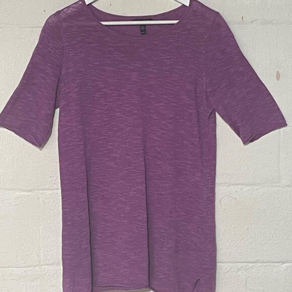 EILEEN FISHER Organic Linen Cotton Slub Pullover Sweater XS Purple Fuschia NWOT - Picture 1 of 5